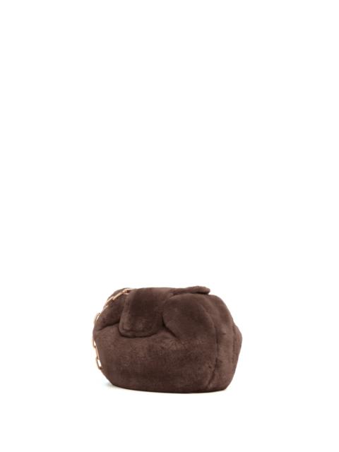 GABRIELA HEARST Soft Demi Clutch with Chain in Mocha Shearling
