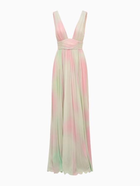 LoveShackFancy Madeleine Pastel Tie-Dye Chiffon Maxi Dress