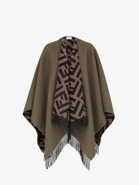 FENDI Green cashmere and wool poncho