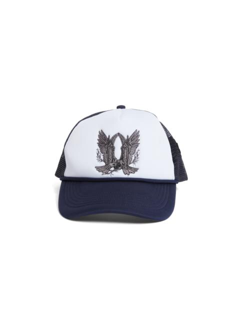 WHO DECIDES WAR BAROQUE TRUCKER HAT INDIGO