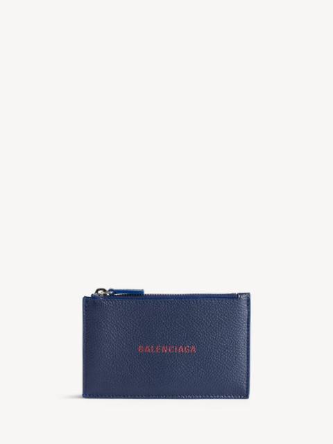 BALENCIAGA Men's Cash Long Coin And Card Holder Large in Navy/burgundy