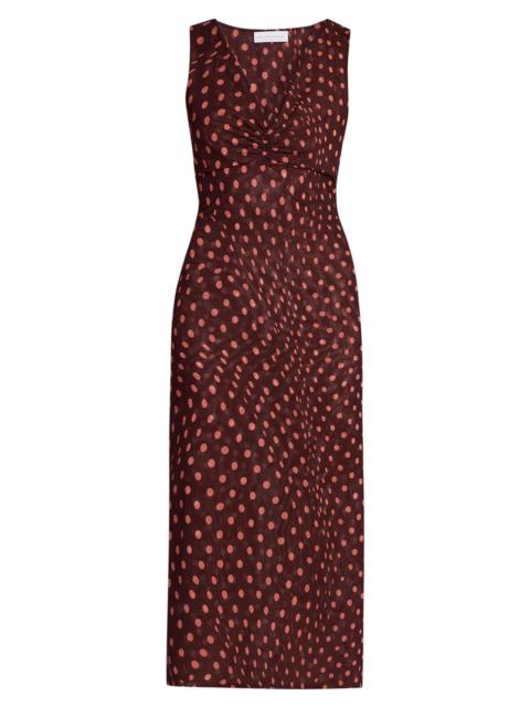 Stella McCartney Women's Polka Dot Mesh V-Neck Midi Dress - Burgundy Pink