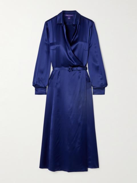 Ralph Lauren Aniyah Belted Silk-satin Midi Wrap Dress