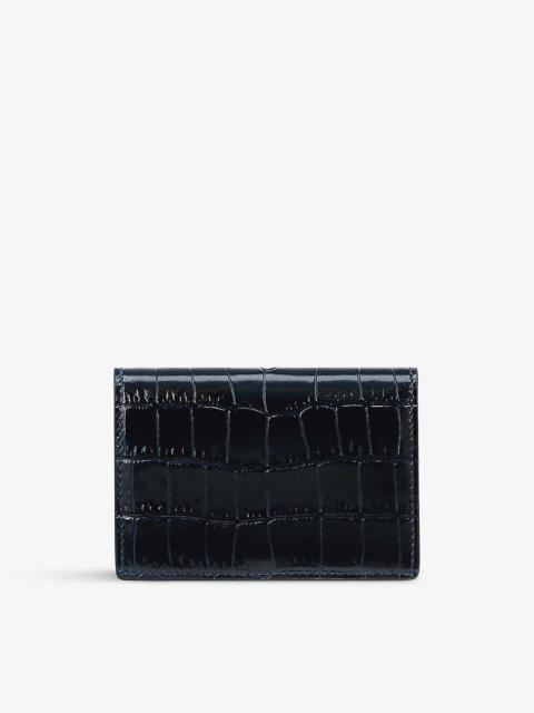 Croc-embossed folded leather purse