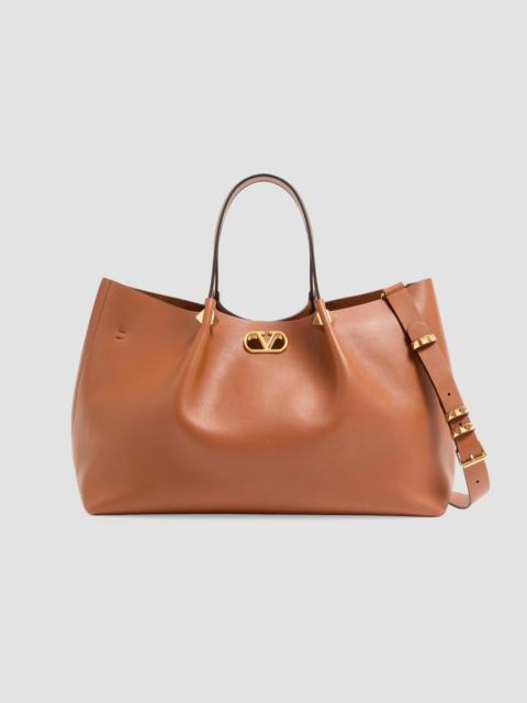 Valentino Women's Large Soft Leather Shopping Bag - Hazelnut
