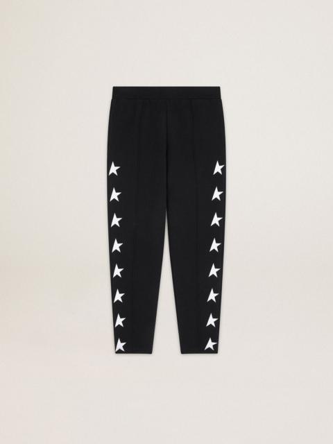 Men's black joggers with white stars