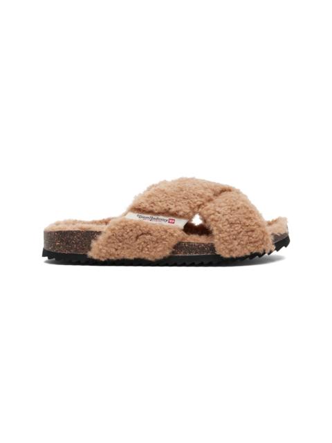 Diesel Brown D-Woodstock Cross Sandals