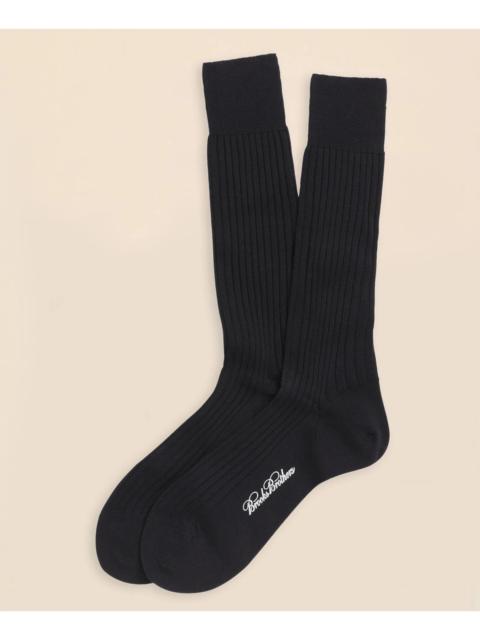 Brooks Brothers Merino Wool Ribbed Crew Socks