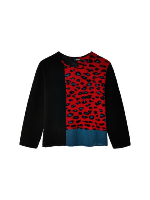 leopard-intarsia wool jumper