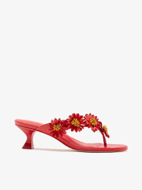 Larroudé Fiore Thong Sandal Scarlet Patent Leather
