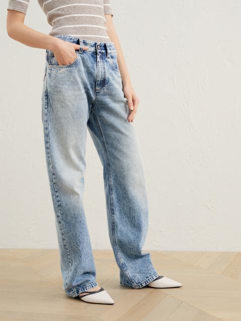 Brunello Cucinelli Authentic denim loose trousers with shiny tab