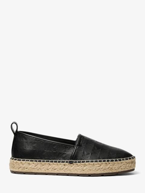 MICHAEL KORS Elias Logo Embossed Leather Espadrille
