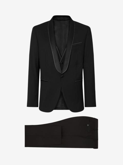 CORNELIANI Black 130's wool twill tuxedo