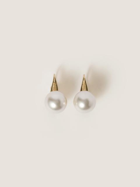 Miu Miu Metal and pearl earrings