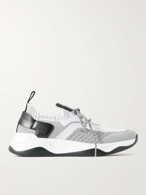 Venezia Leather-Trimmed Stretch-Knit Sneakers