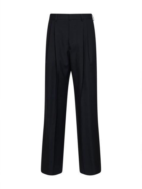 Dries Van Noten Black wool Panrom double-pleat straight-leg trousers