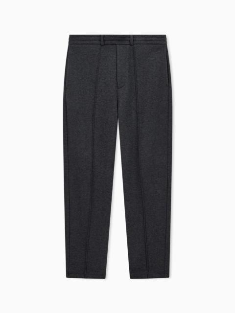 EMPORIO ARMANI TROUSERS STRAIGHT LEG IN FRENCH TERRY COTTON WITH FLAT FRONT