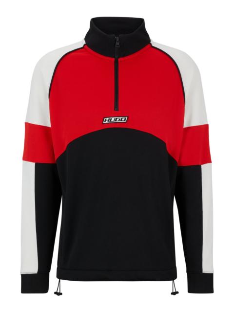 HUGO COLOR-BLOCKED SWEATSHIRT WITH RACING-INSPIRED LOGO BADGE
