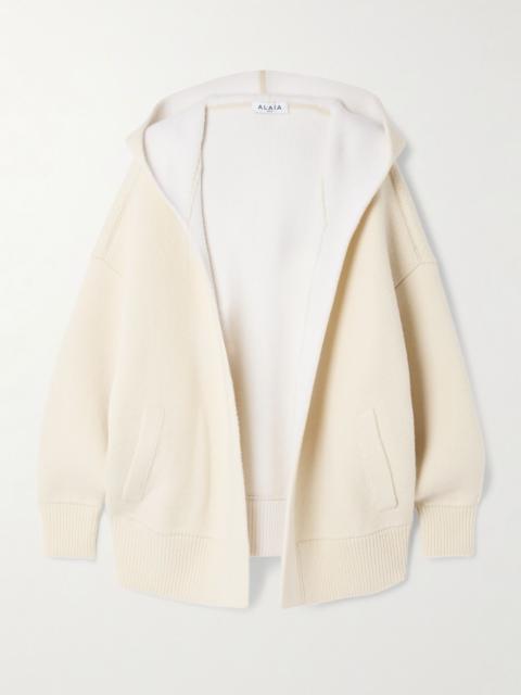 Alaïa Oversized hooded wool-blend cardigan Cream