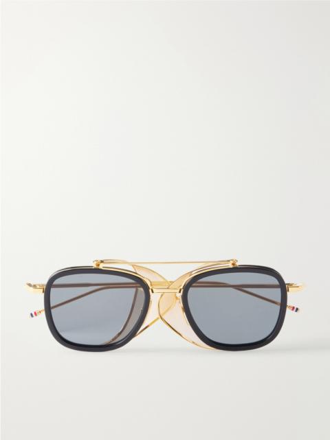Thom Browne Round-Frame Silver-Tone Titanium Sunglasses