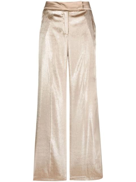 PESERICO high-waisted velvet palazzo trousers