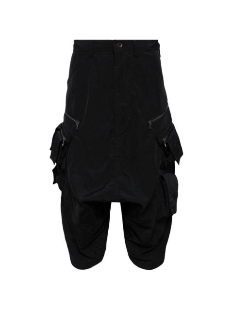 mid-rise drop-crotch cargo shorts