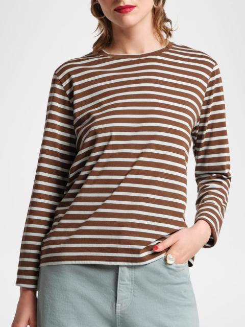 FRANCES VALENTINE Striped Crewneck Pima Cotton Top