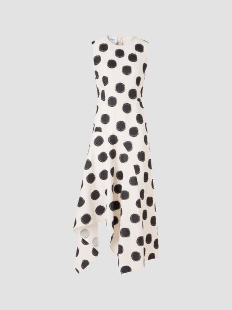 AKRIS Women's Asymmetric Fringed Polka Dot Midi Dress - Cream Black