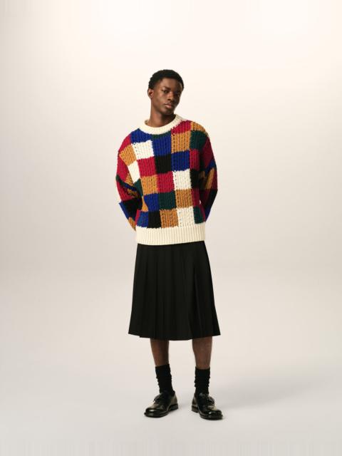 AMI Paris BLACK MIDI PLEATED WOOLSKIRT