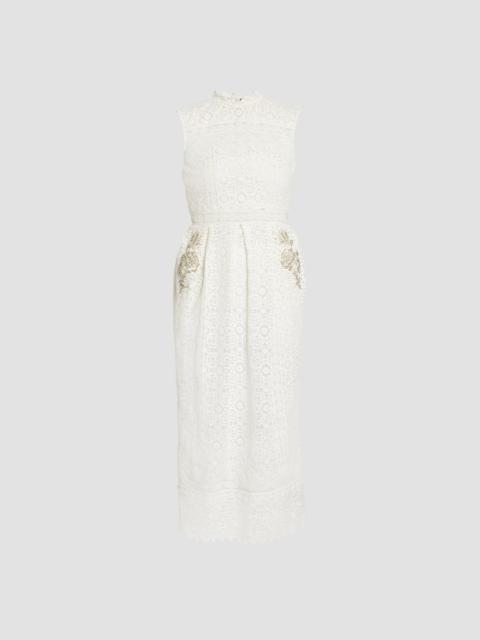 Erdem EMBROIDERED GUIPURE MIDI DRESS