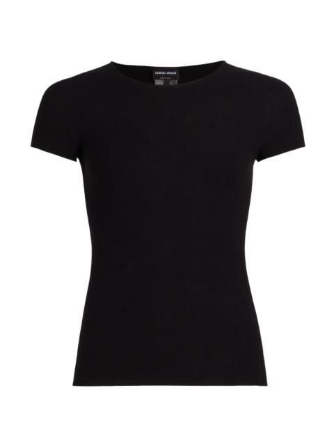 GIORGIO ARMANI Women's Knit Cap Sleeve Tee - Black