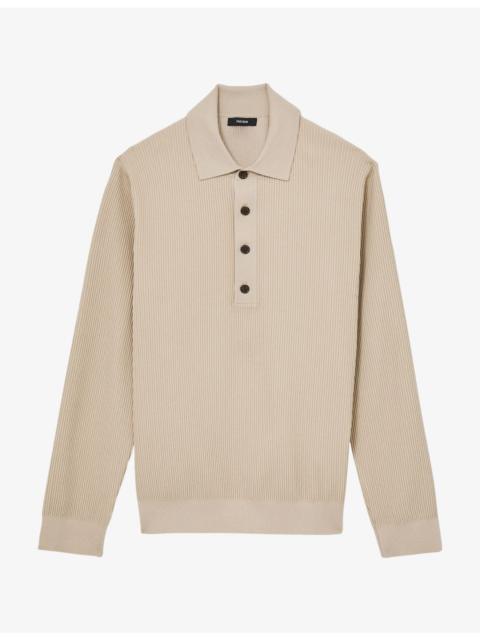 REISS Admiral Ribbed Half-Button Woven Polo Shirt