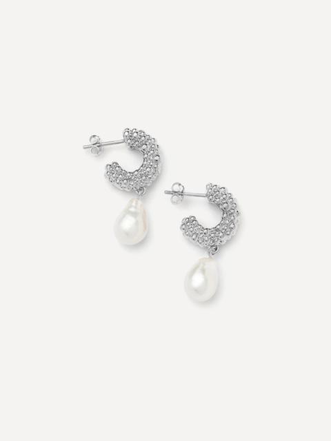 MISSOMA Silver-Plated Baya Pearl Drop Hoop Earrings