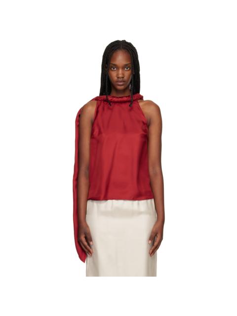 Loulou de Saison Orange Wilma Twisted Collar Blouse