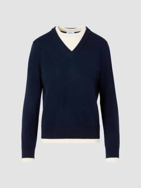 AKRIS Women's Layered Wool-Cashmere Sweater - Navy Cream