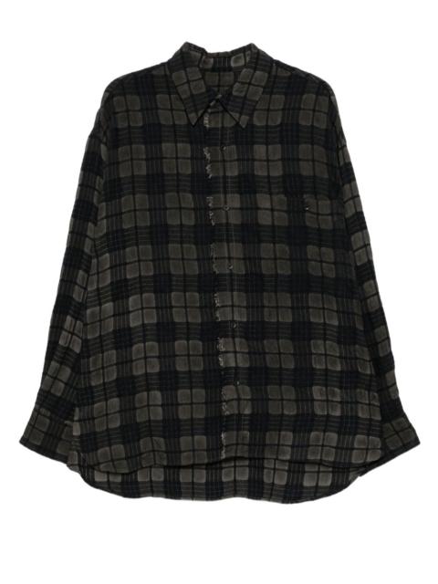 UMA WANG raw-edge plaid shirt