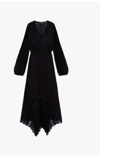 The Kooples Lace-panel pleated woven maxi dress