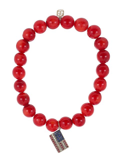 SYDNEY EVAN Red Bamboo American Flag Charm Bracelet
