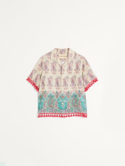 LIGHTWEIGHT LINEN BOWLING SHIRT WITH VOYAGE IMAGINAIRE PRINT