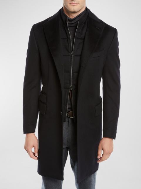 CORNELIANI Men's ID Wool Top Coat, Black