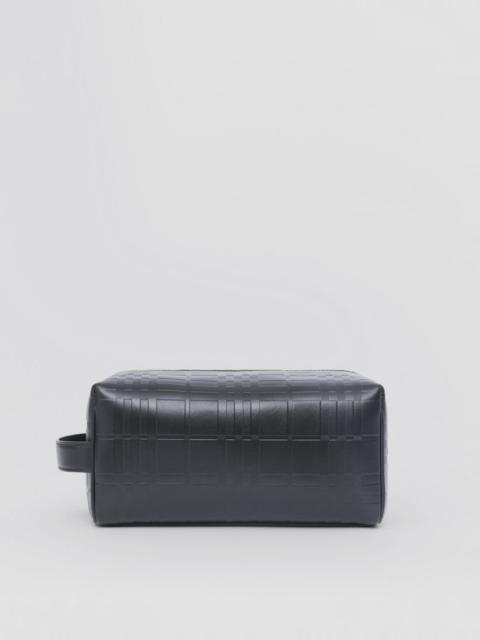 Burberry Embossed Check Leather Travel Pouch