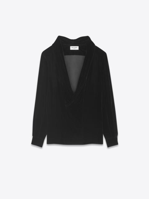 shawl-collar blouse in velvet