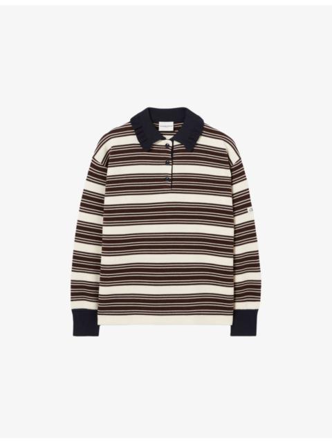 Claudie Pierlot Striped Frill-Collar Knitted Jumper