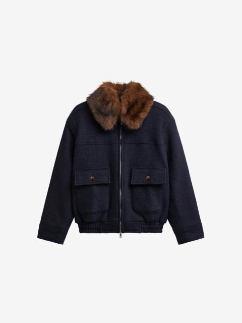 The Frankie Shop Elmont Brushed Wool Quilted Jacket - Dark Navy