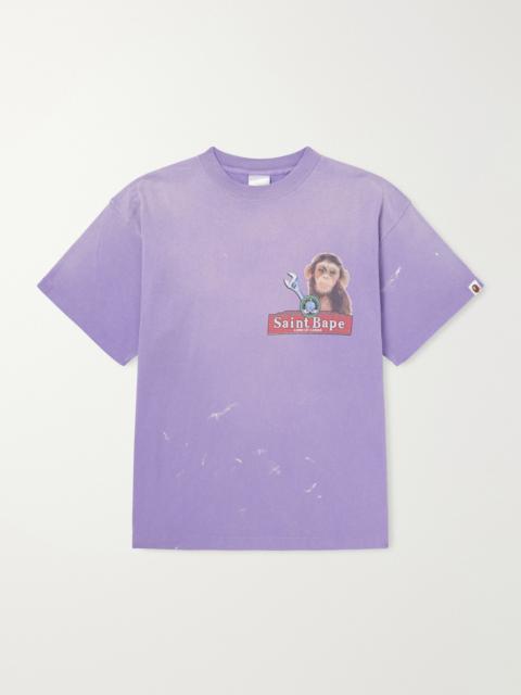 SAINT M×××××× BAPE® House Paint-Splattered Printed Cotton-Jersey T-Shirt