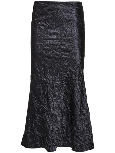 THE ATTICO Wrinkled satin flared midi skirt