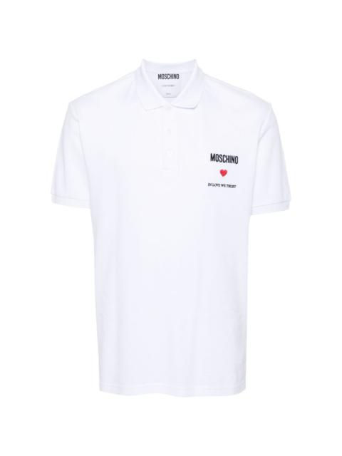 Moschino embroidered-quote polo shirt