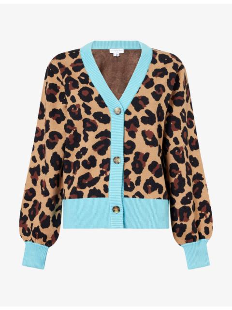 Never Fully Dressed Hannah Leopard-Pattern Knit Cardigan