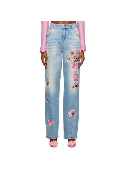 Blue Floral Jeans