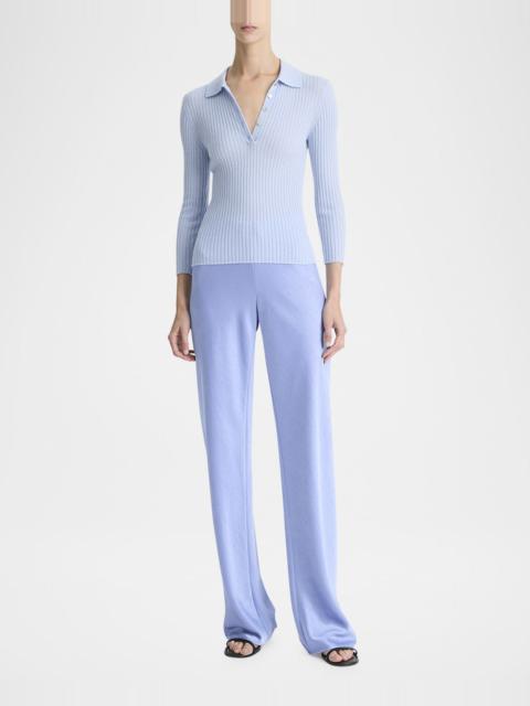 Vince Mulberry Silk-Blend Polo Top